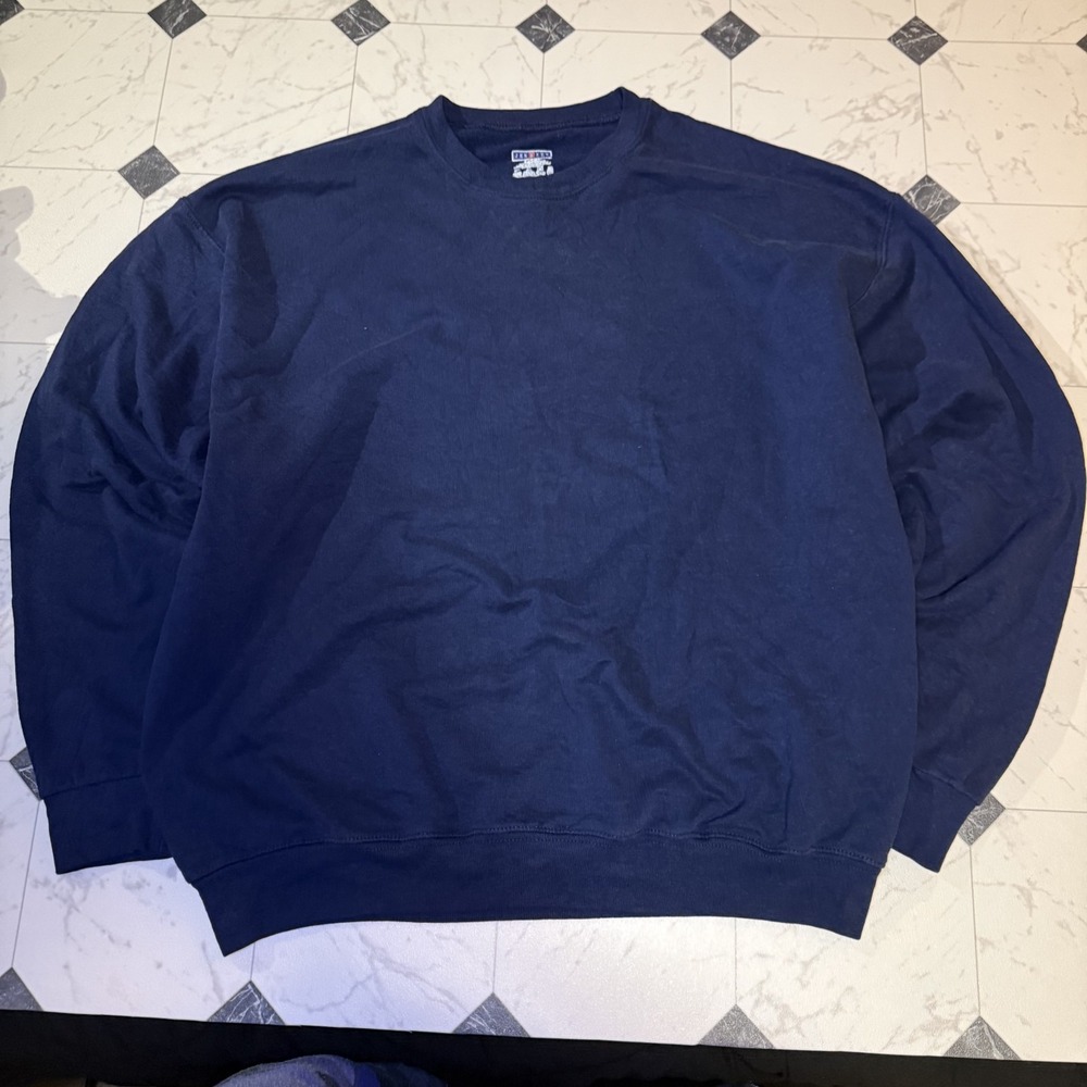 Jerzees Blank Navy Blue Crewneck Sweatshirt‎ Pullover Fleece Large